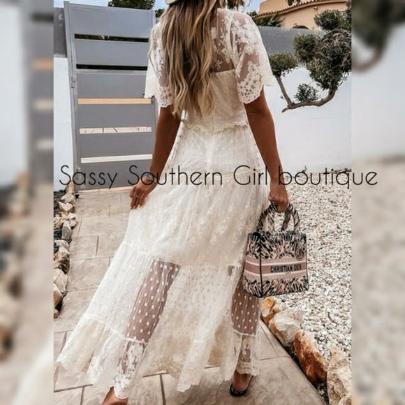 ⭐🆕 Boho White lace maxi dress - Picture 9 of 14